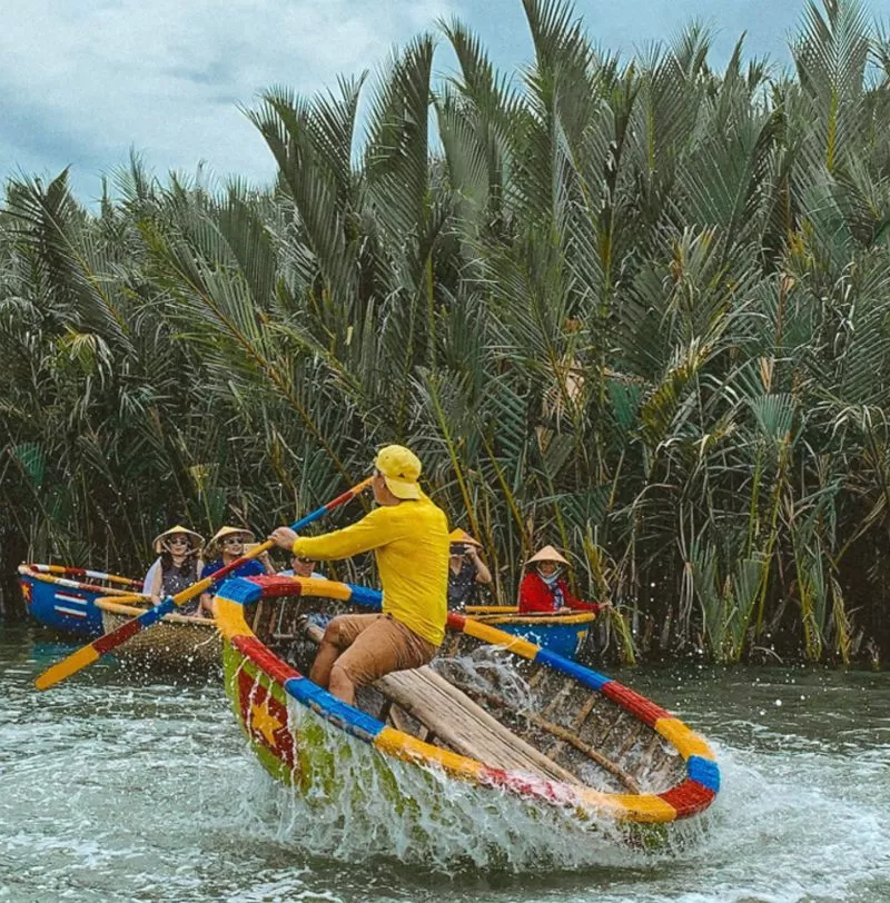 LINH UNG PAGODA - MARBLE MOUNTAIN - BAY MAU COCONUT JUNGLE - HOI AN ANCIENT TOWN WITH BOAT & RELEASE FLOWER LANTERN
