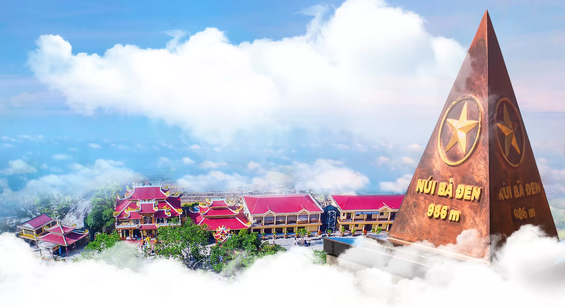 CAO DAI HOLY SEE - BLACK VIRGIN MOUNTAIN FROM HO CHI MINH CITY